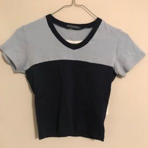 Brandy Melville Navy and Light Blue Shirt